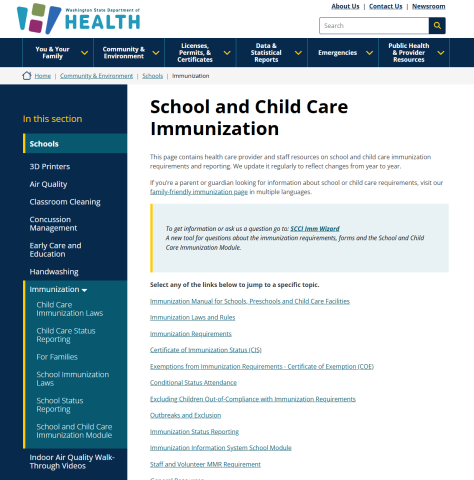 Child Care and Immunizations