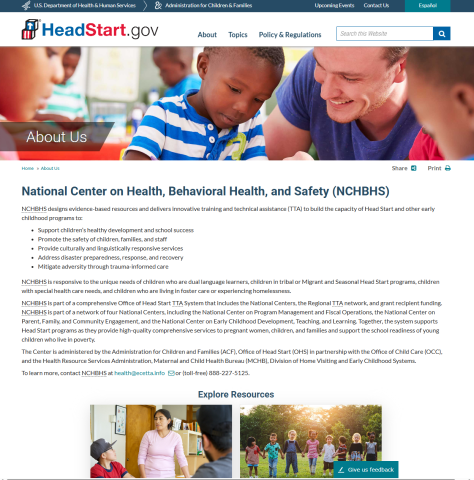 Head Start National Center on Health, Behavioral Health and Safety