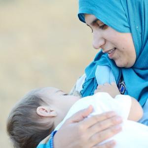 Woman breastfeeding a baby